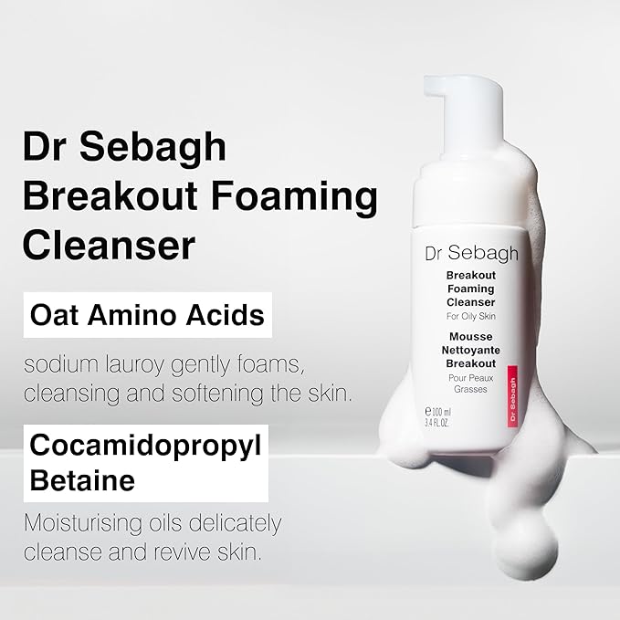 Dr Sebagh Breakout Foaming Cleanser (3.4 fl oz) - Face Wash for Acne Prone/Oily Skin - Purifies, Clears & Hydrates - Foam Face Wash for Oily Skin - Deep Pore Cleanser - Facewash