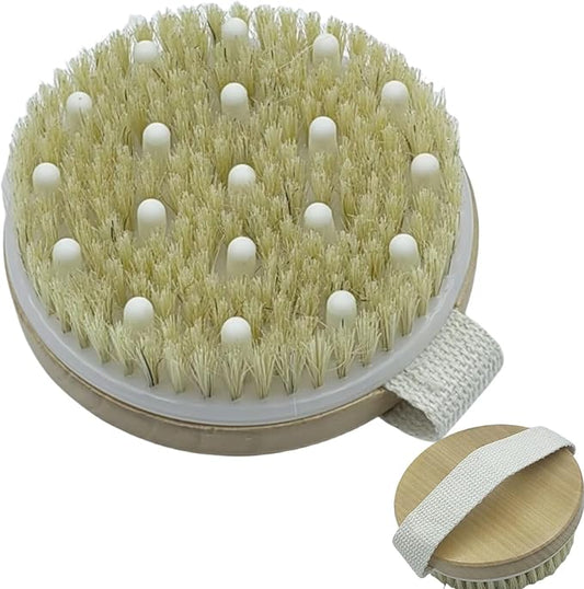 Dry Brushing Body Brush for Full Body Relaxation, Reduce Cellulite, Lymphatic Support, Circulation Enhancement, Gentle Exfoliation, and Spa Experience, Body Care Tool with Soft & Stiff Bristles 1Pcs