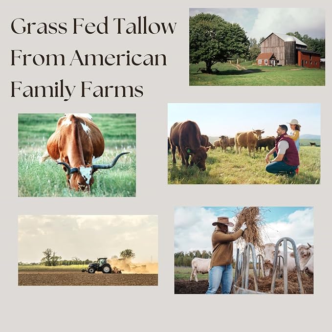 Aspen Kay Naturals Handmade 100% Grass Fed Beef Tallow Balm for Skin Care, Organic Moisturizer + Chamomile, Yarrow & Calendula (Unscented) Organic Body Butter - 2 fl. oz. Made in USA