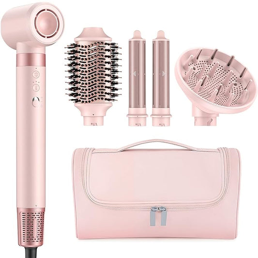 5 in 1 High-Speed Hot Air Styler - Professional Frizz-Free Hair Dryer Brush, Fast Drying Hair Dryer with Diffuser, No Heat Damage Air Styler Wrap - Curl, Volumize Gift for Women