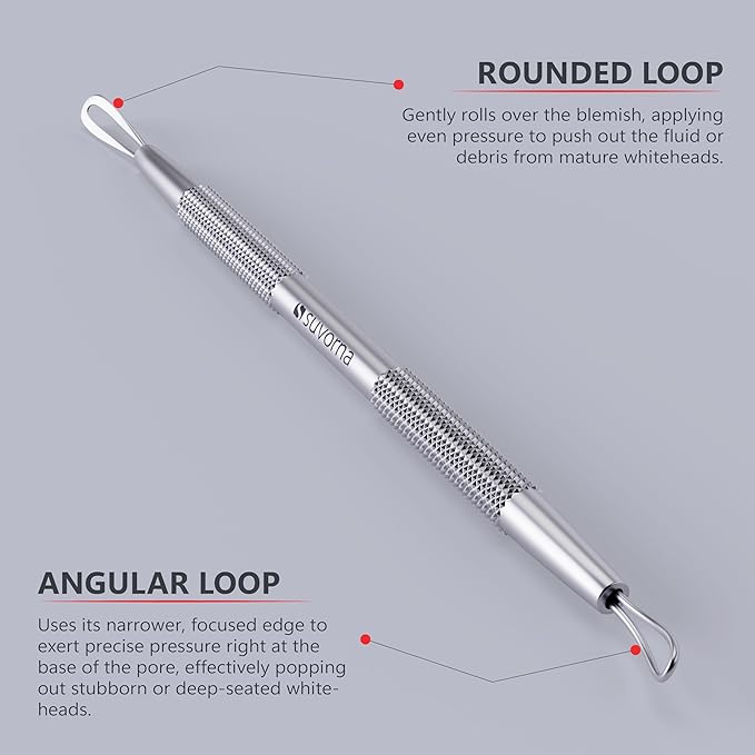 Suvorna White Head Remover for Face, Pimple Extractor, Pimple Popper, Whitehead Remover for Face, Comedone Extractor Tool, Pimple Extractor Tool, Pimple Popper Tool