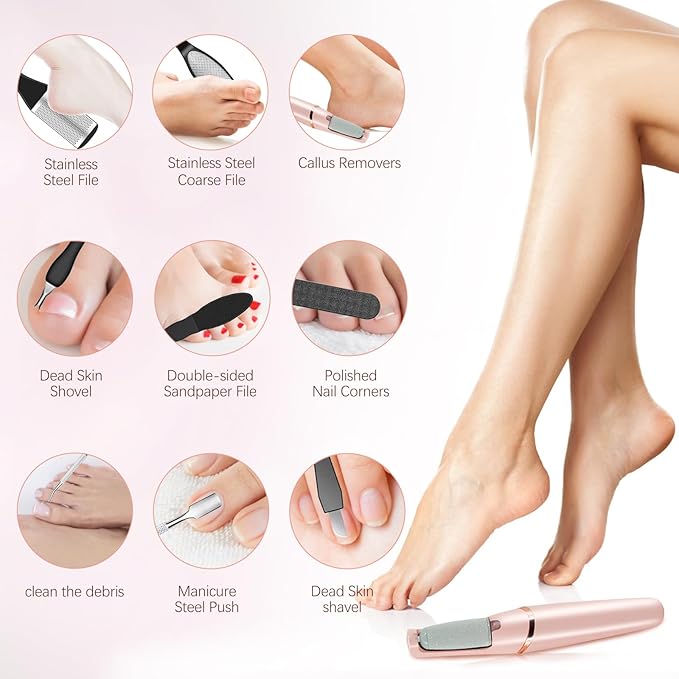 Electric Callus Removers for Feet, Haootadiy Electric Foot Callus Remover Pedicure Kits Rechargeable with12 in 1, Removes Dry Skin for Smoother Feet, Foot Care for Dead Skin Ideal Gift