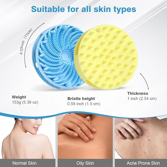 Upgraded Version Silicones Body Scrubber,Double-Sided Design Body Brush Silicone Body Scrubber Exfoliating Body Brushes for Suitable Showering All Skin Types,Environmentally Friendly Silicone loofah