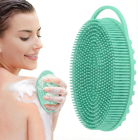 Silicone Body Scrubber, Exfoliating Loofah Alternative for Women Men, Soft Silicone Body Shower, 2 in 1 Bath and Shampoo Brush for Sensitive Skin, Back,Showering,Brush Exfoliator (Green)