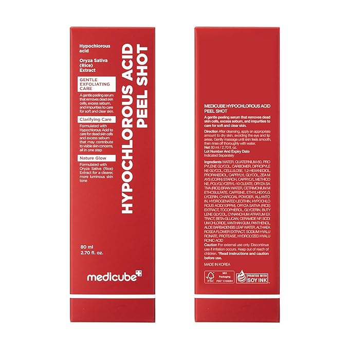 medicube Hypochlorous Acid Rice Peel Shot | Gentle Exfoliating Serum for Dead Skin Cells & Pore Care, Blackheads & Excess Sebum Control | Rice Extract, Panthenol for Hydrating & Smoothing Care