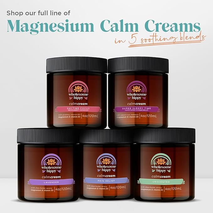 Wholesome Hippy Super Sleepytime Calm Cream – Nighttime Body Butter with Magnesium, Melatonin, Valerian & Chamomile – All Natural Moisturizer for Bedtime Routine – 4oz