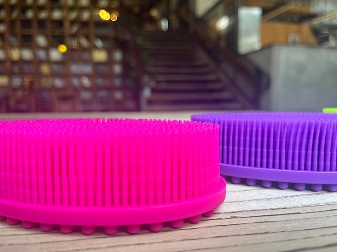 Premium Sensory Brushes for Kids or Autism,Soft Silicone Body Scrubber,2 in 1 Sensory Room Occupational Therapy,Silicone Loofah,Pets Shower Brush Bath Brush Shampoo Brush (3pcs(Oval))