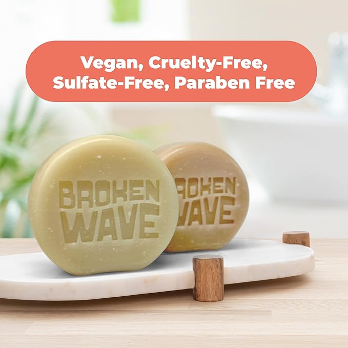 Broken Wave Natural Bar Soap for Women and Men | Hydrating, Vegan, Cruelty-Free Bar Soap | Coconut Lemongrass & Papaya Scent | Sulfate, Paraben & Plastic-Free Body Soap for Soft & Smooth Skin | 2-Pack