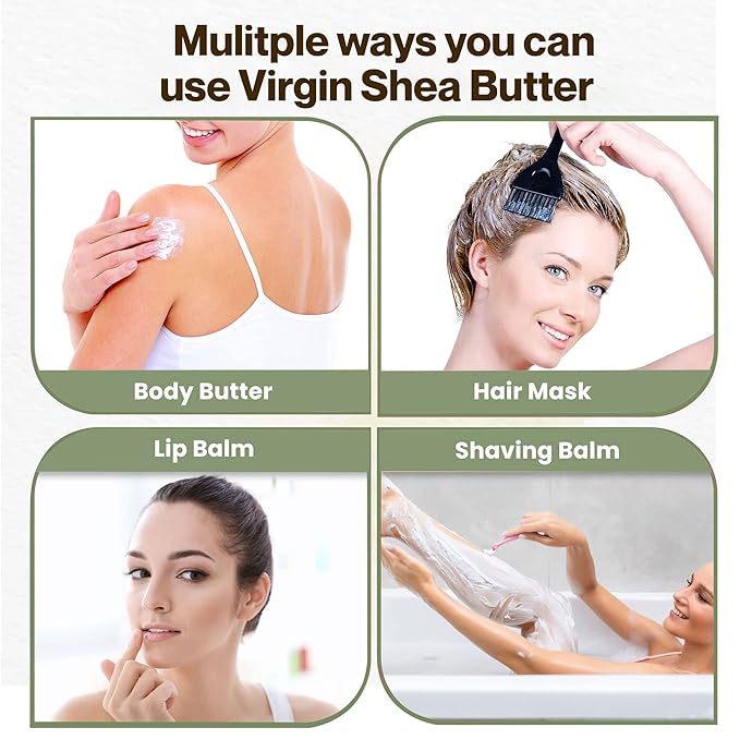 Virgin Shea Butter Raw Unrefined 1.75 lb – 100% Pure & Natural, Cold Pressed from Ghana, Creamy Texture with Natural Nut Aroma, for Skin, Hair Care, DIY Skincare & Beauty Recipes (Net Wt 0.8 kg/32 oz)