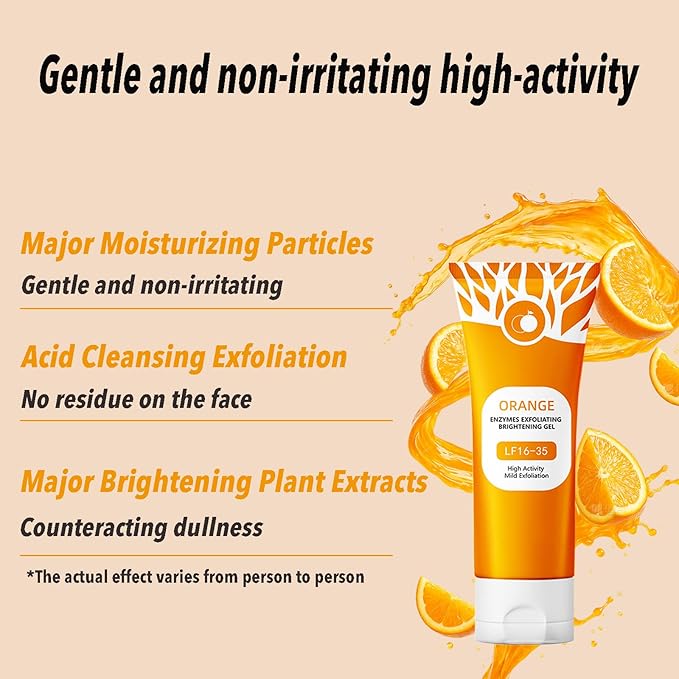 Orange Exfoliating Gel, Face & Body Scrub, Natural Orange Peeling Gel Moisturizing Face Scrub, Gentle for All Skin Types(2PCS)