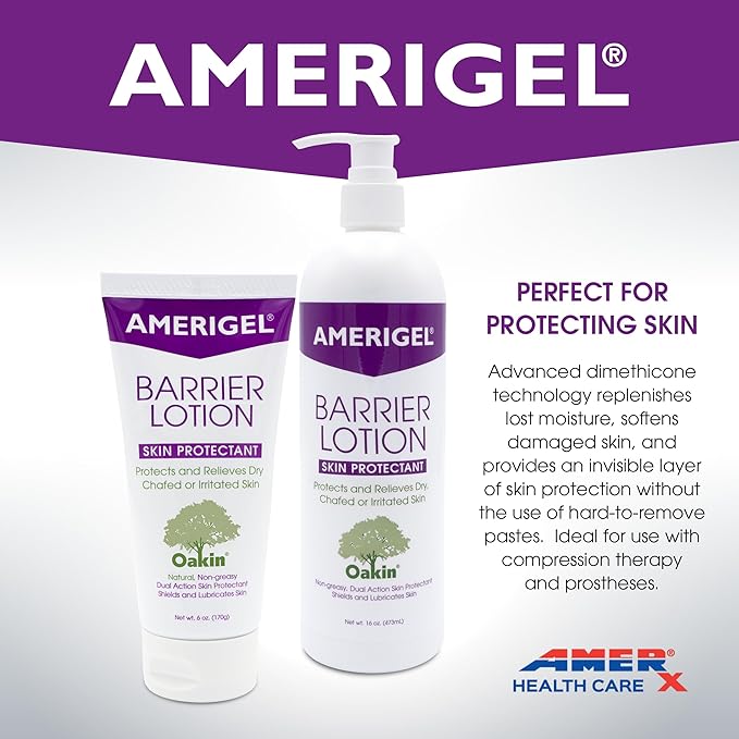 AMERIGEL Barrier Lotion (16 oz. Bottle with Pump) - Skin Protectant to Protect Chafed, Cracked, and Chapped Skin