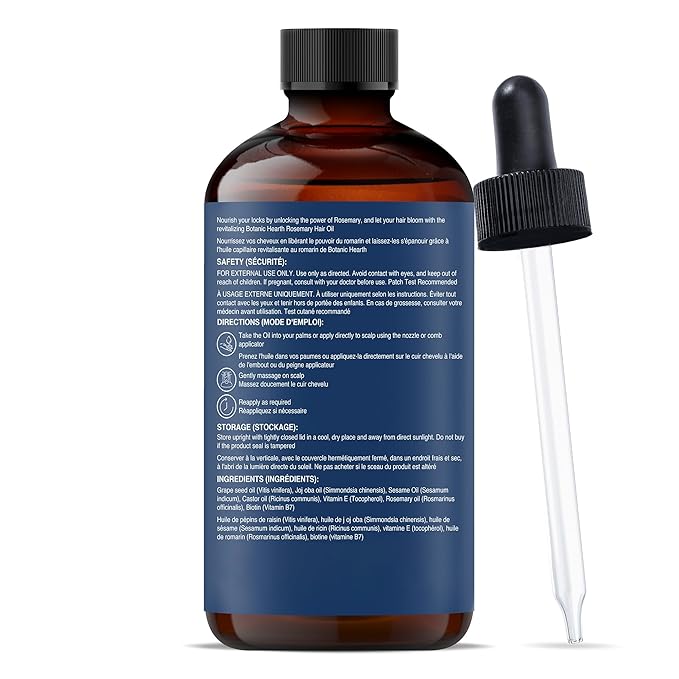 Botanic Hearth 100% Pure Rosemary Oil For Hair Growth | Infused with Biotin, Jojoba & Castor Oil | Hair Oil Repairs Dry Damaged Hair, Strengthening, Healthier - Hair Tonic, 2 fl oz