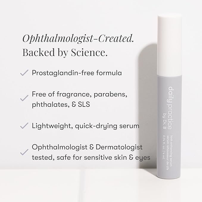 Daily Practice by Dr. B Lash Serum - Eyelash Growth Serum with Peptides, Biotin, Niacinamide & Hyaluronic Acid - Paraben-Free, Phthalate-Free, Hydrating Formula - 4ml