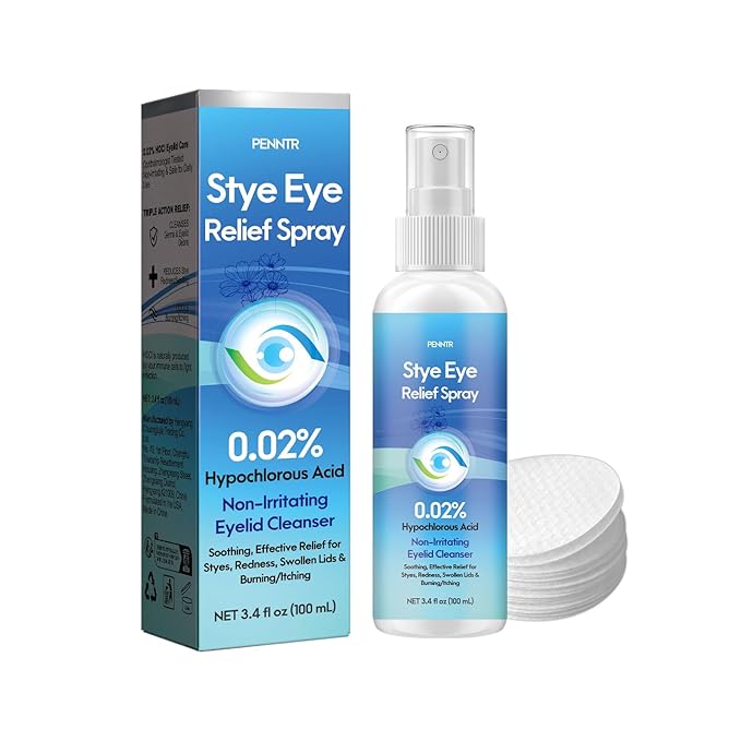 Stye Eye Drops, Relief Spray for Styes, Chalazions & Redness, Eye Serum with 0.02% Hypochlorous Acid, Gentle Formula and Quickly Soothing, 3.4 Fl. Oz (1 PC)