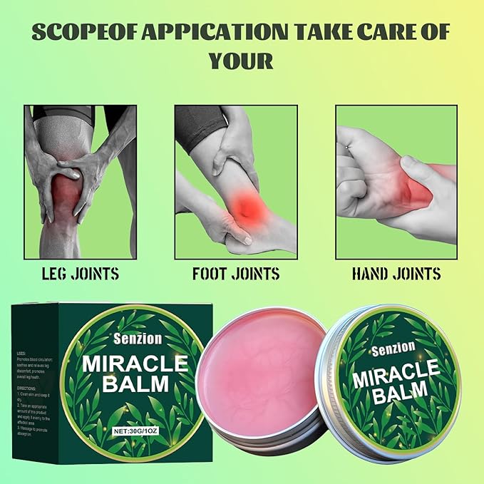 Miracle Balm, Miracle Balm for Swollen Legs, Natural Ingredients, Relaxed and Comfortable, Soothing Joint Cream for Back, Hands, Feet and Body, Improves Joint Comfort