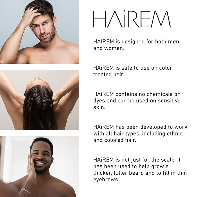HAiREM™ Botanical Hair Serum, Promotes Hair Growth, Thicker & Fuller Hair, Darkens Grey Hair, For Men & Women - 2oz (1 Bottle)