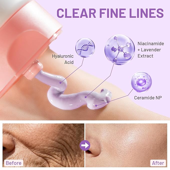 Deep Cleansing Purple Clay Mask for Face with Lavender, Glow Mud Mask to Balance Oil and Moisture, Minimize Blackheads, Soothing Care Pore Cleansing Mask with Brush