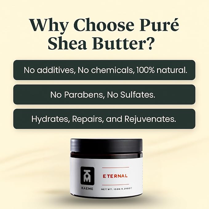 Kaeme Eternal Whipped UNrefined Shea Body Butter Moisturizer For Body, Hand, Hair, Face,For Women & Men, Restore, Nourish, Soften Dry Skin, Handmade from Raw Organic Shea,Coconut Oil(10.5oz/300g jar)