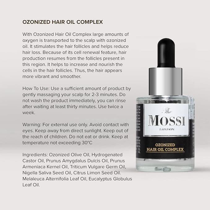 The Mossi London Ozonized Scalp Oil, Hair growth Complex, Hair oil for Dry Scalp, Hair Growth oil For Man, Woman, Scalp Treatment For Hair Growth, All Hair Types (1.01 fl Oz. - 30 ml)