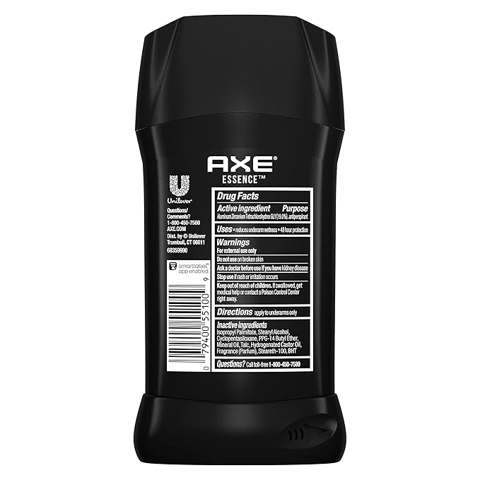 AXE Antiperspirant Deodorant for Men Essence 4 Count 48H Sweat & Odor Protection for Long Lasting Freshness, Black Pepper & Cedarwood 48 Hour Anti Sweat Mens Deodorant 2.7 oz