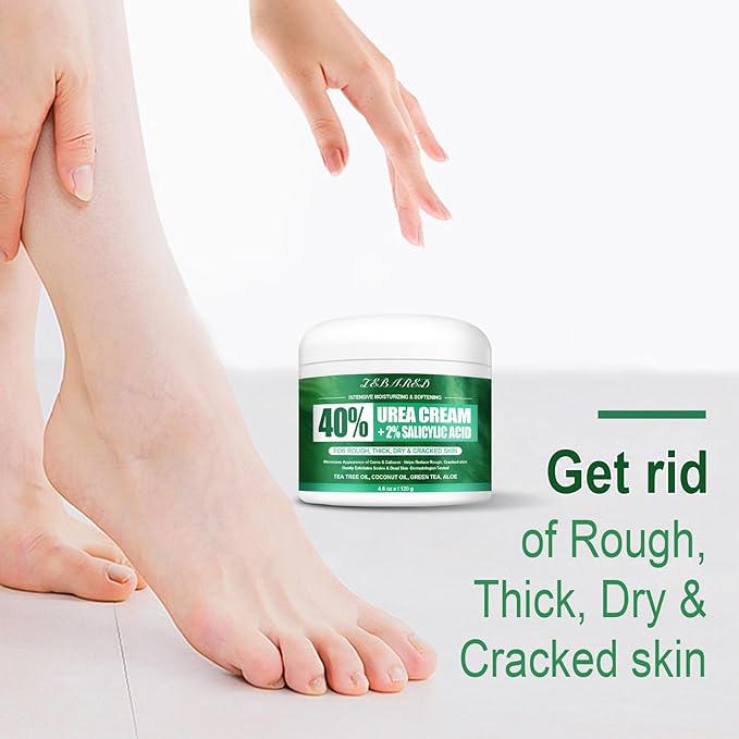 Urea Cream 40 Percent For Feet Maximum Strength, Plus 2% Salicylic Acid with Hyaluronic Acid, Urea Foot & Hand Cream for Dry Cracked, 4.6 oz