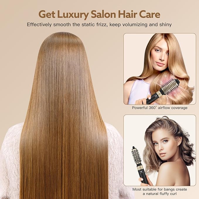 WeBeauty 5-in-1 High-Speed Hair Dryer Brush with Protective Hard Case, Hot Air Styler & Air Curling Iron, Ionic Fast-Dry Blow Dryer, Volumizer & Straightener (Black)