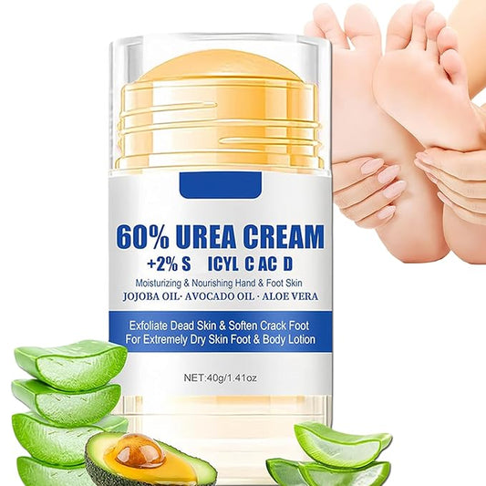 60% Urea Foot Cream, Lotion Stick Balm, Hand and Foot Cream Urea Moisturizer, Heel Stick Cream 60 Percent for Feet Maximum Strength, Heel Balm for Dry Cracked Feet, 40G 1Pc