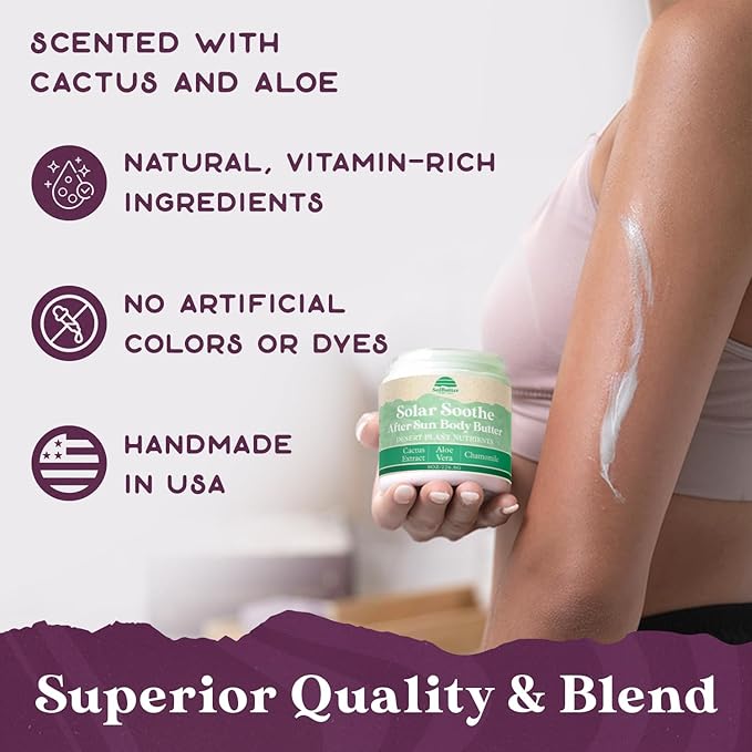 PURPLE CANYON Solar Soothe Whipped Body Butter 8oz | Cactus Blossom Body Lotion Infused with Healing Cactus and Aloe Vera | Natural Body Cream for Sensitive Skin