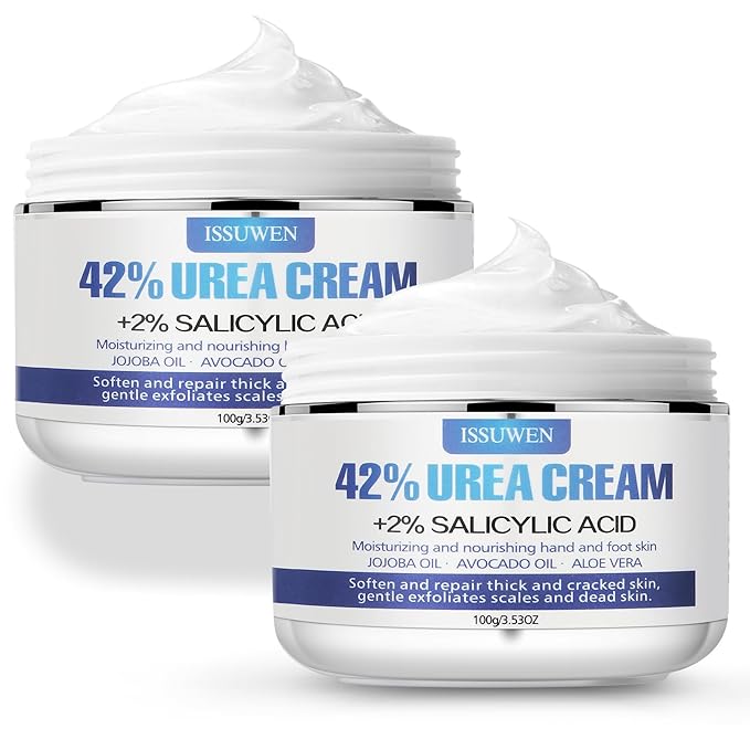 7.06OZ / 2 Pack Urea Cream 42% Plus Salicylic Acid 2%, Urea Foot Cream for Foot Care Cracked Heel Treatment Knees Elbows Hands Repair Treatment, Feet Moisturizer Corn Callus Dead Skin Deep Moisturizes