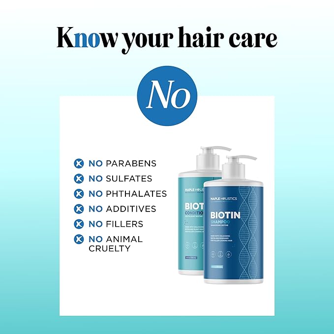 Rosemary Biotin Shampoo and Conditioner Set - Volumizing Shampoo and Conditioner for Thinning Hair for Women & Men with Nourishing B Vitamins - Color Safe Sulfate Paraben & Silicone Free (25 Fl Oz)