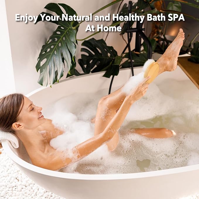 Dry Brushing Body Brush, Exfoliating Dry Brush with Boar Bristles, Soft Shower Brush for Cleaning Body, Improving Blood Circulation and Lymphatic Drainage,Skin Care(Premium Soft Bristle)