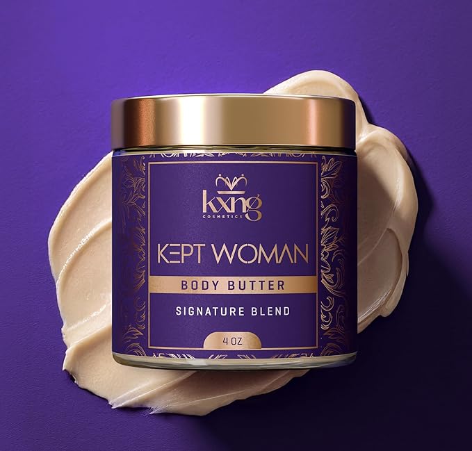 KXNG Cosmetics, Body Butter, Organic Skin Care for Men and Women, Body Moisturizer Lotions and Creams, Raw Shea Butter, Cocoa Butter, Mango, Coconut Oil, Hand, Foot, All Skin Types (Kept Woman)