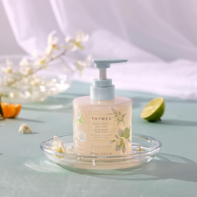 Thymes Nourishing Hand Wash - Liquid Hand Soap for Bathroom or Kitchen - Liquid Soap with Notes of Bergamot, Lemon, Orange Flower, Lotus & Sandalwood (Bergamot Nectar, 9.4 fl oz)