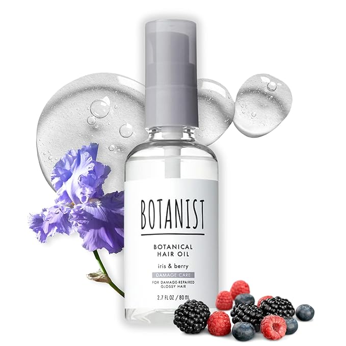 Botanist Organic Hair Oil for Frizzy, Damaged, Dry Hair Women & Men, Natural Scalp & Hair Oil Spray with Micro-Protein & Plant Extracts, Hair Care from Japan, DAMAGE CARE, Iris & Berry, 2.7 Fl Oz