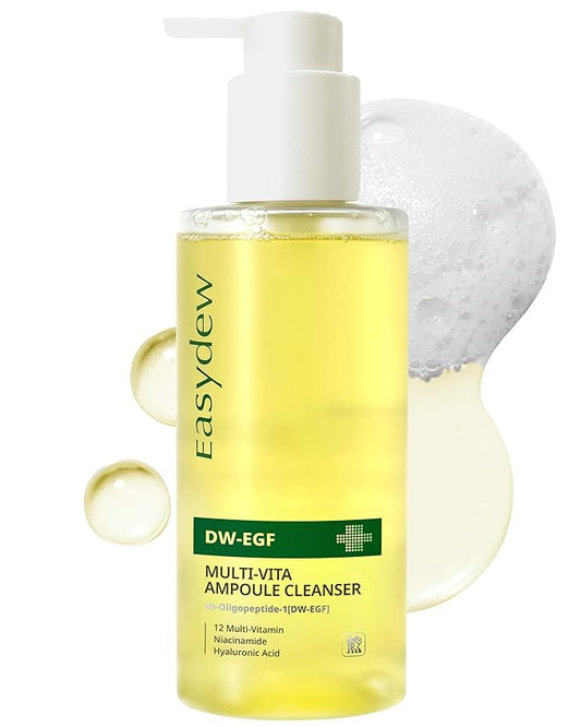 EASYDEW DW-EGF Multi Vita Ampoule Cleanser – Hypoallergenic Face Wash for Sensitive Skin with High-Concentration EGF Peptide, Multi-Vitamins and Hyaluronic Acid - Ampoule to Bubble Foam, 6.76 fl.oz.
