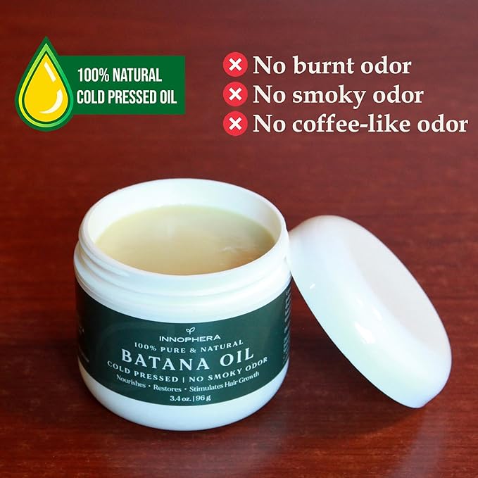 Batana Oil for Hair Growth ‒ Cold Pressed with No Smoky Odor ‒ 100% Pure & Natural from Honduras ‒ Nourishes, Moisturizes & Restores Hair ‒ 3.4 oz.