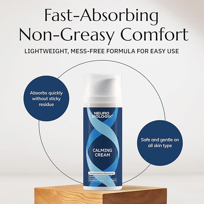 Neurobiologix Lavender Magnesium Cream with GABA & L Theanine, Hydrating Topical Moisturizer For Men and Women with Squalane, Glycerin & Vitamin E, Smooth, Lightweight Body Cream, 3.2 Oz Bottle