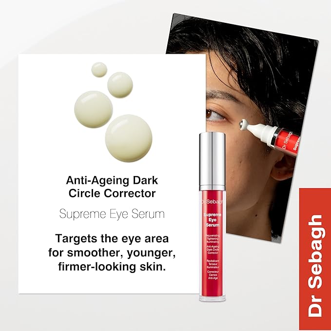 Dr Sebagh Supreme Eye Serum (0.5 fl oz) - Advanced Roll-On Formula - Designed to Aid Smoother Younger & Firmer-Looking Skin - Helps Reduce Puffiness Circles Fine Lines & Wrinkles - Boosts Elasticity