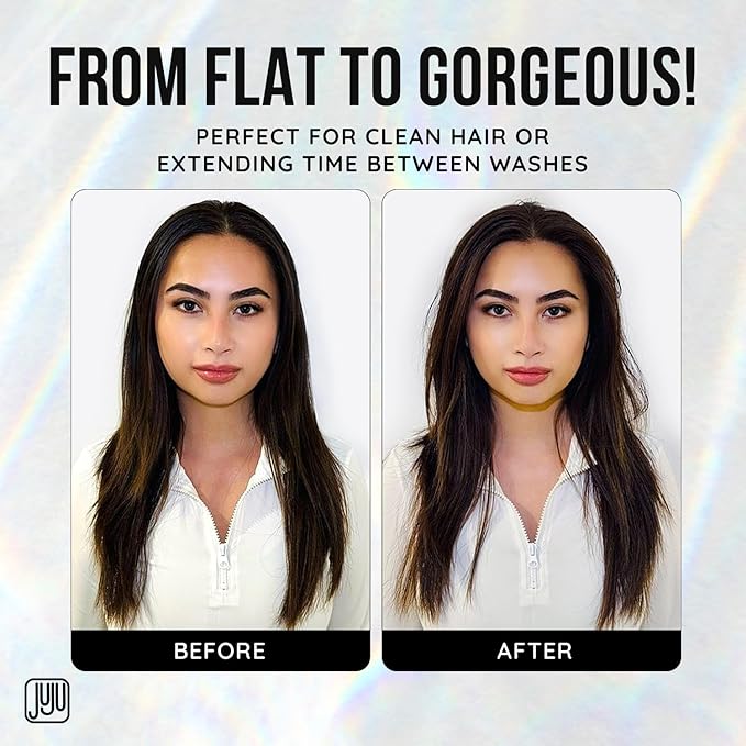 Juju Styling Texture Powder & Travel Size Dry Shampoo for Women & Men Pump 2 Oz (Dark) - Non Aerosol Dry Shampoo for Women, Hair Texturizer for Volume, Fragrance Free Hair Care for All Types of Hairs