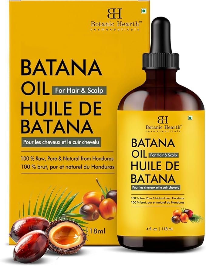 Botanic Hearth 100% Pure Batana Oil For Hair Growth | Infused with Batana & Kemel | Hair Oil Repairs Dry Damaged Hair, Strengthening, Healthier - Hair Tonic, 4.0 fl oz