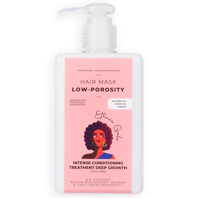 Ethnic Gals Low Porosity Hair Mask - Deep Moisture & Repair Treatment for Curly, Coily, Dry Hair with Shea Butter & Argan Oil, Restores Softness & Shine, 9.5 fl oz (280ml)