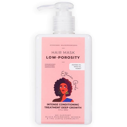 Ethnic Gals Low Porosity Hair Mask - Deep Moisture & Repair Treatment for Curly, Coily, Dry Hair with Shea Butter & Argan Oil, Restores Softness & Shine, 9.5 fl oz (280ml)