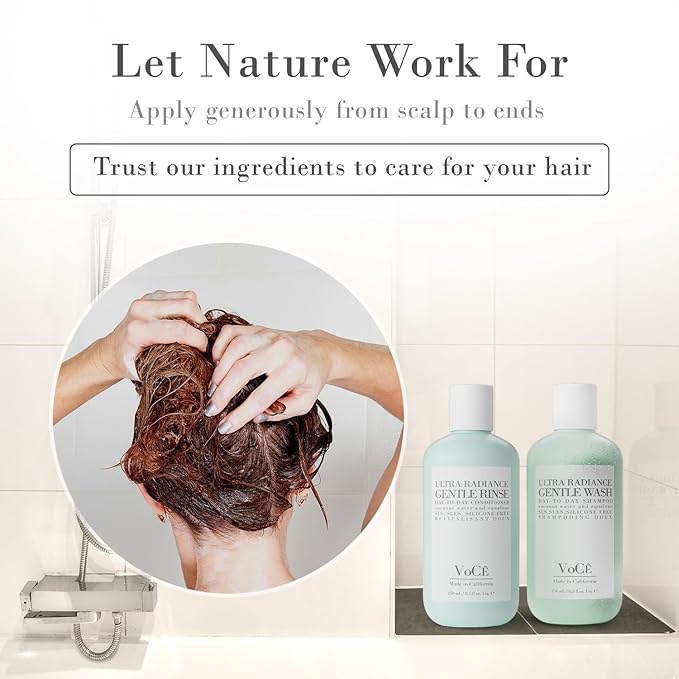 VoCÊ Haircare Gentle Rinse Vegan & Cruelty-Free Conditioner| Clean Haircare, Color Safe, Paraben & Sulfate Free, Ultra Radiance with Coconut Water, Olive Fruit Oil & Squalane (8.5 oz | 250 ml)