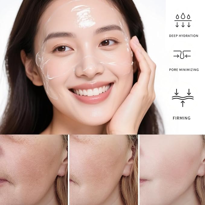 Deep Collagen Lifting Mask Overnight Bio-Collagen Jelly Gel Mask, Hydration Bio Overnight Hydrogel Face mask Sheet, for Glass Glow Skin, Firming, Moisturizing and Evens Skin Tone, 4PCS