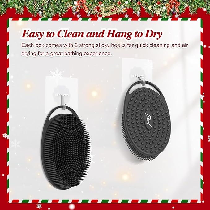 2 Packs Silicone Body Scrubber, Food-Grade Body Scrubber for Men & Women, Exfoliating Silicone Loofah for Sensitive Skin, Stocking Stuffers for Men & Women-The Most Popular Christmas Gifts