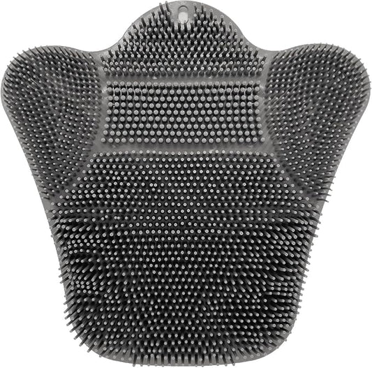 Grey TPR Sower Scrubbing Mat with Suction Cups Soft, Non-Slip Design for Foot and Back Massage Perfect for Full-Body Cleansing and Comfort