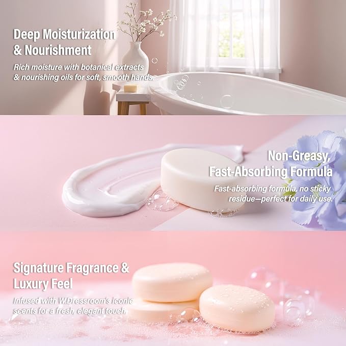 W.Dressroom Moisturizing Hand Cream for Dry Hands, Non-Greasy, Quick-Absorbing Korean Hand Lotion, Travel Size 1.69 fl oz (50 ml), No.11 White Soap Scent