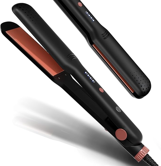 Ceramic Flat Iron Hair Straightener 1.5 Inch – Fast Heating, Adjustable Temperature (320°F-428°F), Wide Plate Hair Styling Tool for Smooth, Frizz-Free Hair – Ideal for All Hair Types