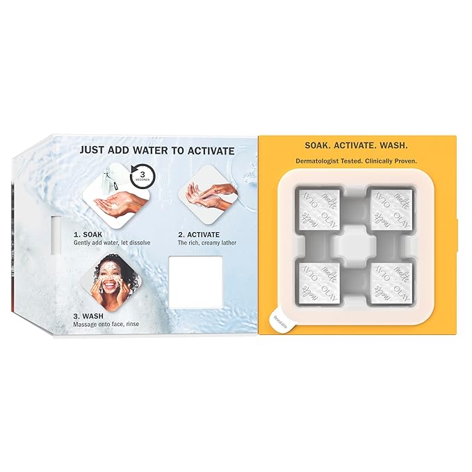 Olay Face Wash, Vitamin C Cleansing Melts, Daily Use Gentle Cleanser, For All Skin Types, Travel Size, Soft Citrus Scent, Water-Activated to Clean, Tone, and Refresh, 64ct (2 Pack x 32ct)