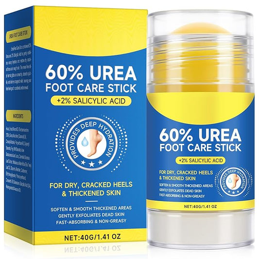 Urea Cream 60% Plus Salicylic Acid 2% Foot Balm Stick for Dry Cracked/Chapped Heel, Skinned knees, Hand Intensively Hydration & Moisturization, Callus Removal & Softening, Soothing|1.41 Oz/40 G